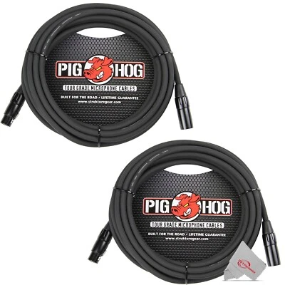 Cable de micrófono Pig Hog XLR de 8 mm macho a hembra cable de micrófono premium de 20 pies x2 Foto 1 de 3
