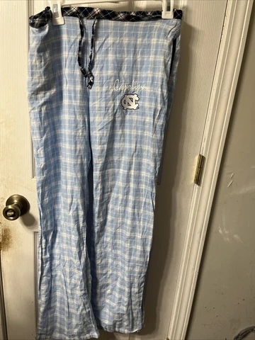 NORTH CAROLINA TAR HEELS PAJAMA BOTTOMS LOUNGE PANTS BLUE PLAID WOMEN SIZE SMALL Cover