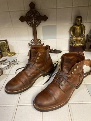 J. BOTAS CREW VINTAGE MARRÓN CON CORDONES AL TOBILLO HIPSTER BEATLE DISCO ITALIA 10.5 D Foto 1 de 4