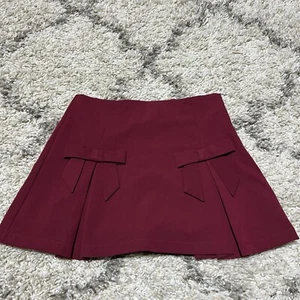 Altar'd State Maroon Red Pleated Skorts With Bows Small Side Zip 13" Length - Picture 1 of 6