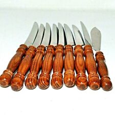 Vintage Wood cutlery  Set Stainless Taiwan Old Homestead 9 Piece knife set cabin