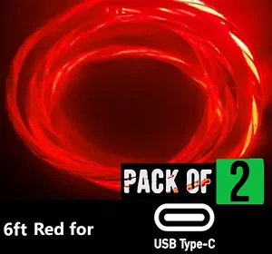 Pack 6 FT Fast Charge LED Type C USB Cable Cord for Meta Quest 2 Samsung Galaxy - Picture 1 of 12
