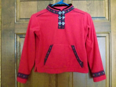 Pullover de lana Obermeyer para niñas chaqueta pequeña rojo cierre de cierre de trenza Foto 1 de 4