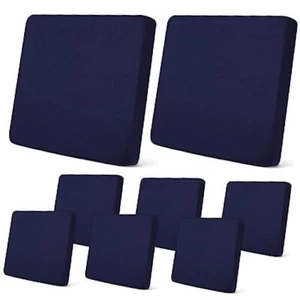 8Pcs Patio Stretch Sofa Cushion Cover Outdoor Cushion Waterproof Pure Navy - Picture 1 of 7