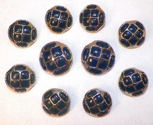 Navy Blue Silvertone Plastic Buttons 2 Large 8 Medium Coat Jacket Dress Vintage - Picture 1 of 4