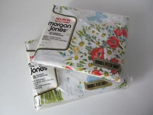 DOPPEL flach/Spannbettwäsche Morgan Jones BONNIE BOUQUET bügelfrei Lux Musselin Laken Neu aus altem Lagerbestand - Bild 1 von 7