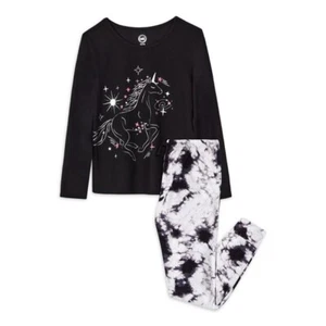 Wonder Nation Girls 2 Pc Long Sleeve Pajama Set-Black/Unicorn-XL (14-16)-NWT - Picture 1 of 3