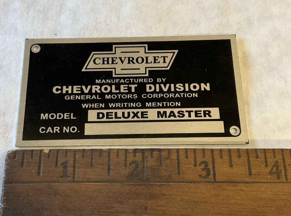 Chevy Deluxe Master ID Plate B6 1935-1940 Foto 1 de 3