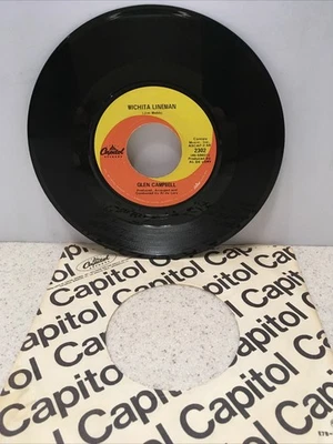 Glen Campbell: Wichita Lineman / Fate Of Man Capitol Records  45 Vinyl 60s VG - Image 1 of 3