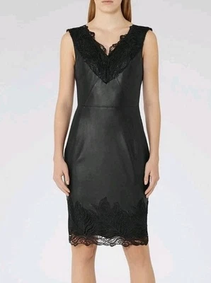 Reiss Etty Size 10 Lambskin Leather And Lace Cocktail Dress Grunge Goth  - image 1 of 4