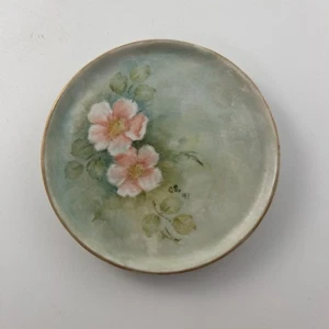 Hand Painted Plate 3” Dogwood Flowers Porcelain Gold Gilt VTG Mini Saucer READ - Picture 1 of 6
