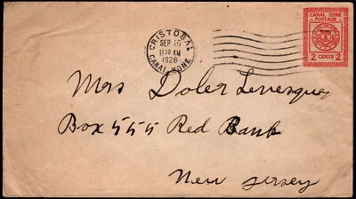 Canal Zone Postal Stationery Scott #U9 Used Entire Posted to Red Bank New Jersey - Image 1 of 2