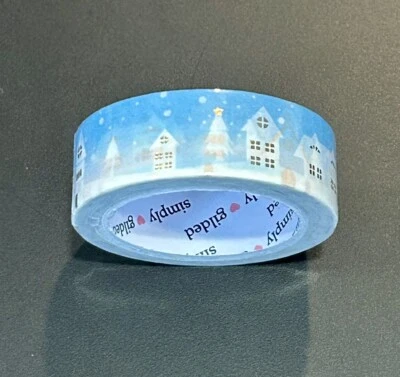 NUEVO Simply Dorado Vacaciones Navidad Invierno Pueblo Azul Claro washi tape 15 mm Foto 1 de 2