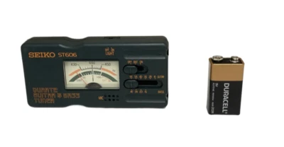 AFINADOR DE GUITARRA Y BAJO DE CUARZO VINTAGE SEIKO ST606 CON BATERÍA Foto 1 de 4