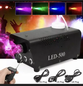 Fog Potable Smoke Machine Lights 3 Stage LED 500W Upgraded Metal Black W/ Remote - Picture 1 of 8