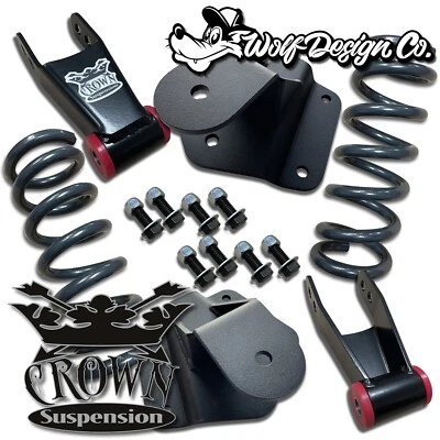 92-99 Tahoe 3"-4" Lowering Kit Drop Coils Shackles Hangers Shocks — 第 1/4 张图片