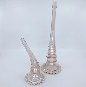 Vintage Lot of 2 Pink Depression Glass Model T Ford Bud Vases As Is Read - Picture 1 of 5