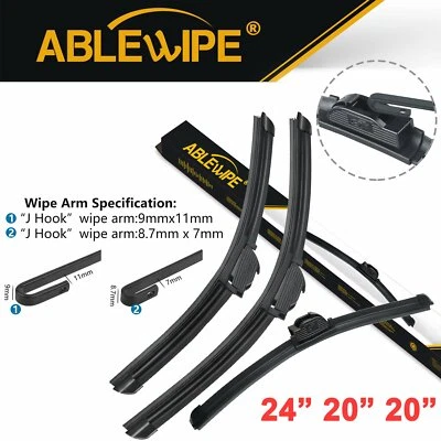 ABLEWIPE 24"&20"&20' Front Rear Beam Wiper Blades Fit For ACURA RSX 2006-2002 - Image 1 of 4