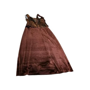 Vintage La Nuit Dress Maxi Formal Metallic Top Brown Velour Bottom Size 12- EXC - Picture 1 of 14