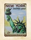  New York Voyage Pennsylvania Railroad métal étain panneau décoration maison