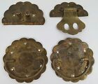 Lot of Vintage Handmade Engraved Brass Drawer Pull Parts Salvaged 4 Pieces