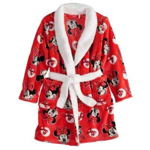Disney's Minnie Mouse Girls Size 8 Plush Knee Length Robe Soft Cozy Red White - Picture 1 of 2