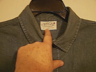 Camisa Crystal Springs Manga Larga Verde Denim Botón Delantero Talla XL Foto 1 de 4