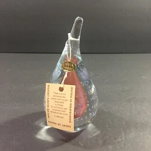 Vintage Adam Jablonski Art Glass Teardrop Paperweight Swirl Abstract 5.5" - Picture 1 of 5