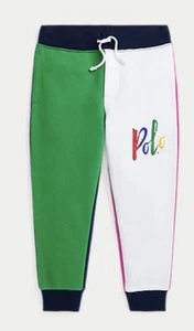 Polo Ralph Lauren Toddler Boys Navy Pink Multi Colorblocked Fleece Jogger Pants - Picture 1 of 3