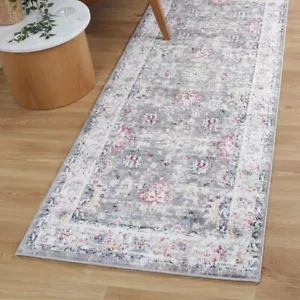 Rothbury Allover Floral Distressed Colourful Transitional Rug Runner - 80x300cm - Picture 1 of 7