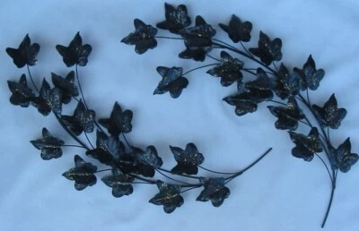 Par de apliques de montaje en pared de hiedra escalada de 2 brazos negro brillo Tole de metal enredaderas arte 3D Foto 1 de 4