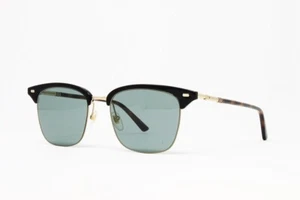 Gucci Men's Square Sunglasses GG0389S 007 Black Havana 51mm Green Lens NEW - Picture 1 of 6