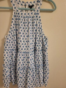 Torrid Women's Babydool Top White Blue Floral Eyelet Embroidery Tank Top Size L - Picture 1 of 6