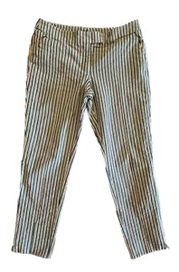 Akris Punto Pants Womens 8 Orange Blue White Striped Seersucker Trousers - Picture 1 of 17