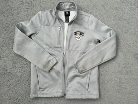 Pittsburgh Steelers Sweater Youth Large Gray NFL Team Apparel Full Zip Jacket * Cover