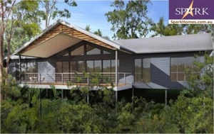 ECOFRIENDLY, QUICK-BUILD, STEEL-FRAME SLOPING KIT HOME - SPARK HOMES DESIGN 173 - Picture 1 of 7