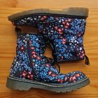 Dr. Martens 1460 Black with Red White Blue  Floral Flowery Boots  side zip 4/37