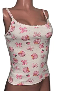 strawberry Shortcake Hybrid Coquette tank Cami top lace trim Childhoodcore New - Picture 1 of 3