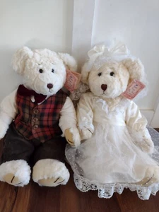 Vintage Russ Berrie Bears From the Past Fully Jointed Wedding Plush Lot of 2 - Picture 1 of 12