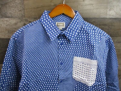 Рубашка мужская большая синяя белая в горошек саржа с длинным рукавом на пуговицах НОВАЯ - Изображение 1 из 4