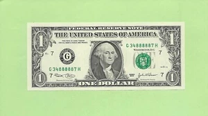 2003 ..UNCIRC $1 G 3488 8887 H .... 2003 $1 G-H SOLID POKER '88888' - Picture 1 of 2