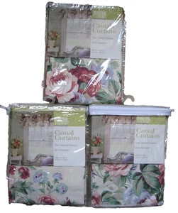 3 New Martha Stewart Casual Curtains Valances "Rose Bouquet" 60" x 15"  NIP - Picture 1 of 4