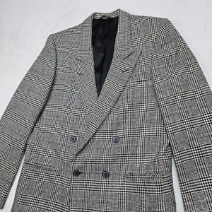 Nino Cerruti Glen Plaid Check Double Breasted Blazer Mens 38R Sport Coat Jacket - Picture 1 of 15