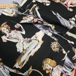 Black Beauties And Brains De Leon Design Alexander Henry Fabrics 2015 Remnants  - Picture 1 of 3