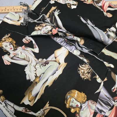 Black Beauties And Brains De Leon Design Alexander Henry Fabrics 2015 Remnants  - Image 1 of 3