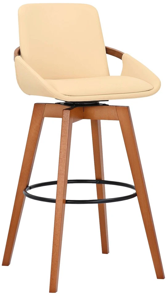 Baylor 30 1/2" Cream Faux Leather Swivel Bar Stool - Image 1 of 1