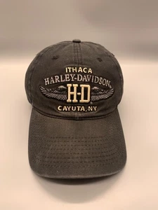 Harley Davidson Hat Cap Strap Back Black Motorcyle Biker New York Baseball Mens - Picture 1 of 13