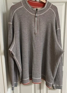Tommy Bahama Flip Side Pro Half Zip Sweater Mens 3X Orange Beige Pullover - Picture 1 of 9
