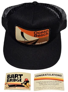 Bart Bridge Snapback Pocket Hat Black Trucker Patch Cap Ocean Beach CA Inserts - Picture 1 of 11