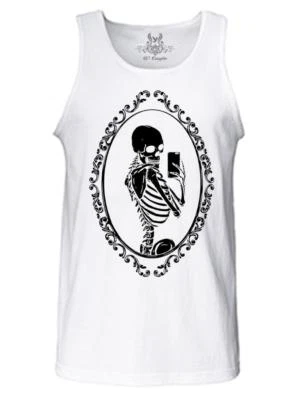 Camiseta sin mangas gráfica divertida de Halloween vintage con esqueleto y calavera estampada para hombre Foto 1 de 4